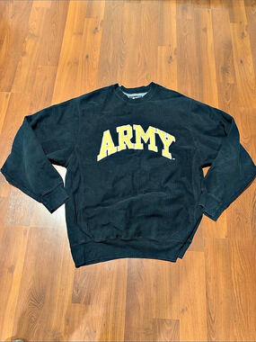 Vintage Steve & Barry's Army Collegiate Crewneck Sweatshirt Black & Yellow Large